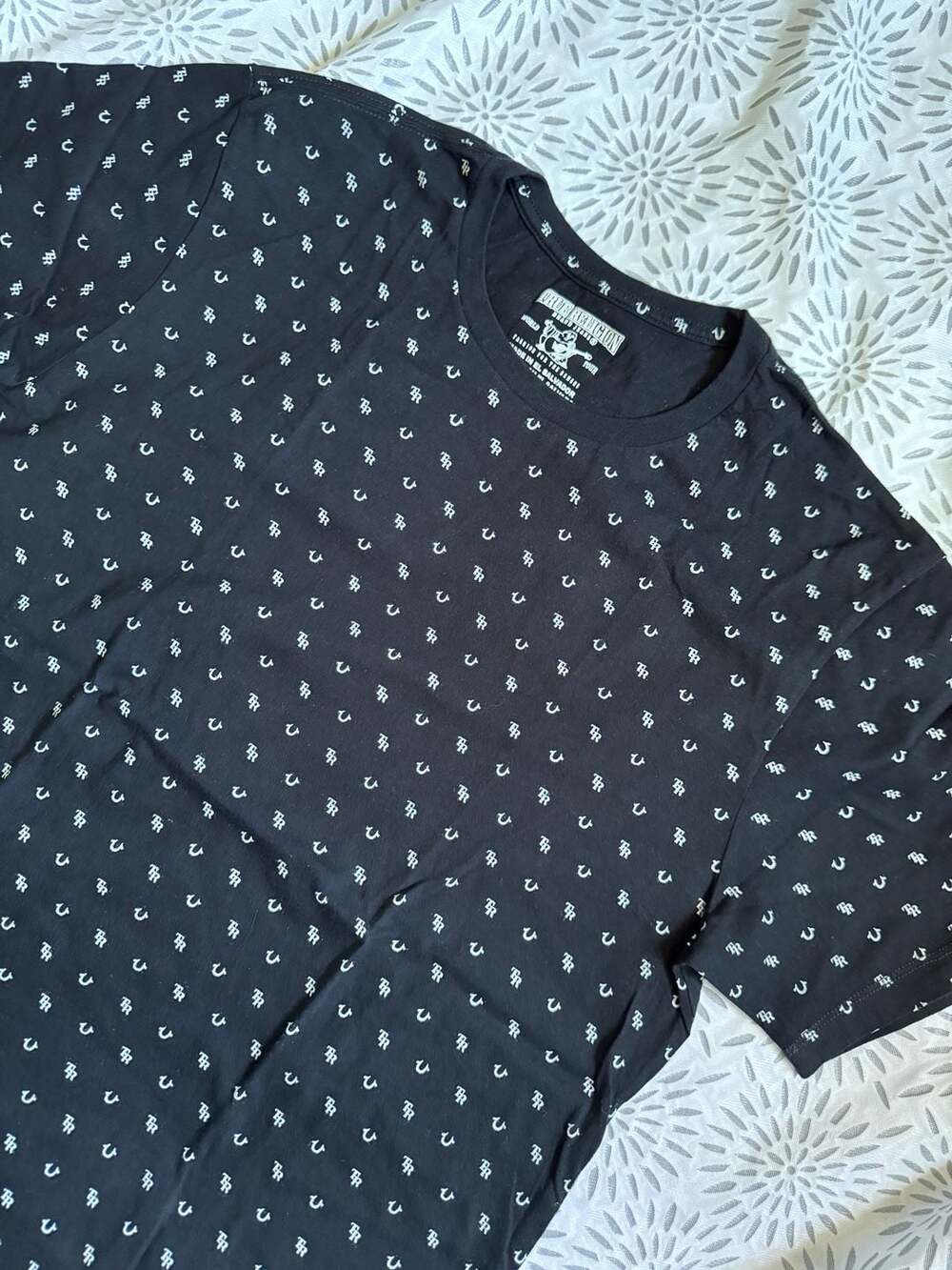 True Religion Men's All Over Monogram Print T-Shirt Mens L